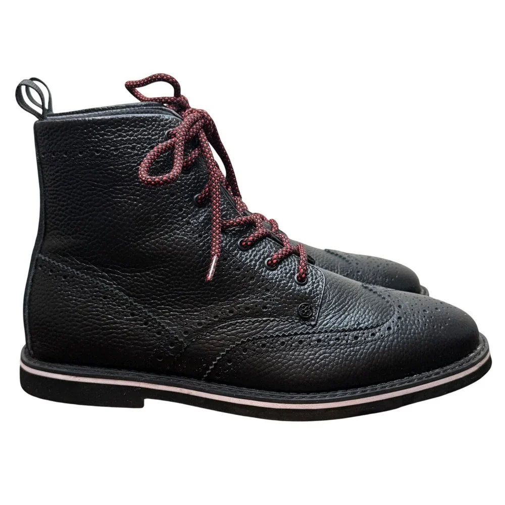 G/FORE Mens Gallivanter Onyx Pebble Leather Wingtip Golf Boots G4MA23EF05 10.5
